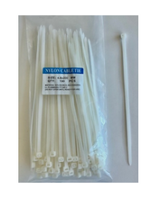 Load image into Gallery viewer, Cable Ties Zip Ties Nylon 66 4.8x200, 100pcs UV Stabilised Bulk White Clear Cable Tie AU