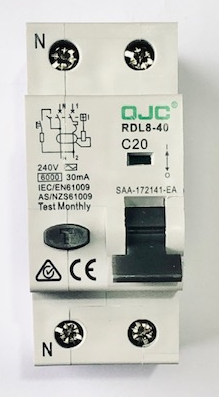 RCBO Circuit Breaker Double Module 6KA 20Amp -Meter/Fuse