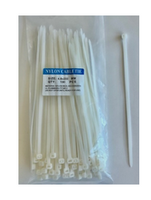 Load image into Gallery viewer, Cable Ties Zip Ties Nylon 66 4.8x200, 100pcs UV Stabilised Bulk White Clear Cable Tie AU
